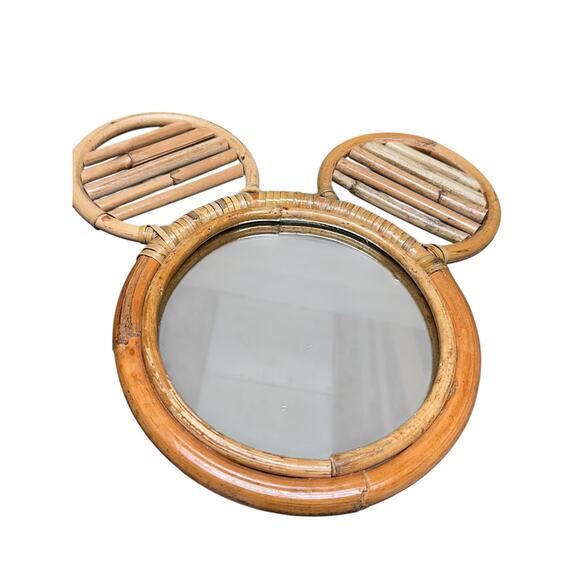 Mickey Mouse Ears Rattan Mirror Disney Home Decor - Picture 1 of 5